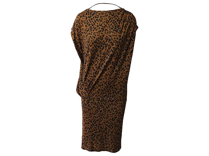 Diane Von Furstenberg Midi Dress in Animal Print Viscose Cellulose fibre  ref.1014517