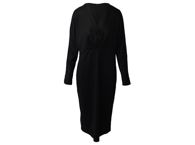 Diane Von Furstenberg Regina Twist Front Dress in Black Wool  ref.1014519