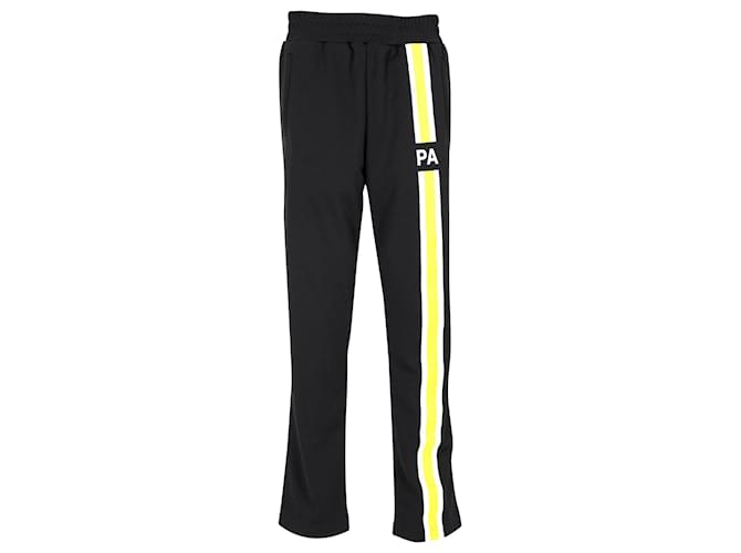 Pantaloni sportivi Palm Angels con dettaglio logo a righe a contrasto in poliestere nero  ref.1014523