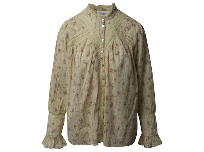 Blusa con ribetes de encaje y estampado floral Haby de Ba&sh en algodón amarillo  ref.1014557