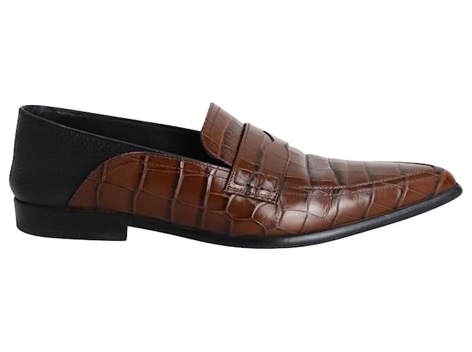 Loewe Slip-On Pointed Toe Loafers in Brown Croc-Effect Leather  ref.1014560