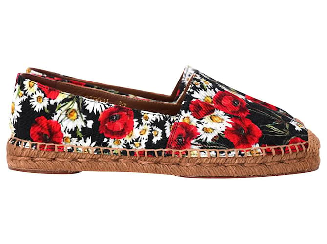 Dolce & Gabbana Alpargatas con estampado floral en lona multicolor Lienzo  ref.1014621