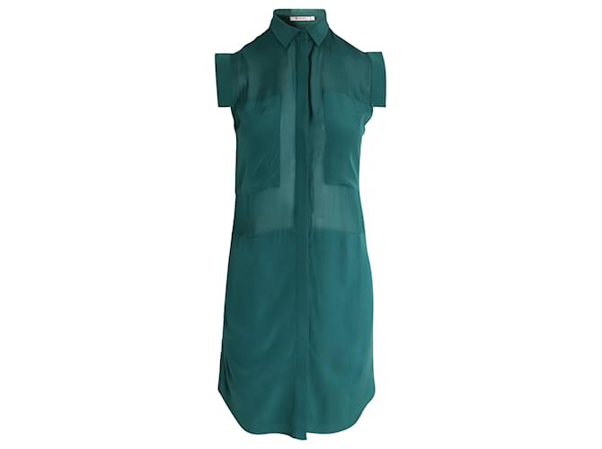 T by Alexander Wang Sleeveless Shirt Dress in Teal Silk Green  ref.1014656