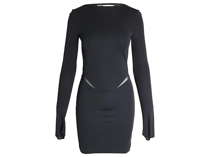 T by Alexander Wang Sheer Panel Bodycon Dress in Black Rayon Cellulose fibre  ref.1014665
