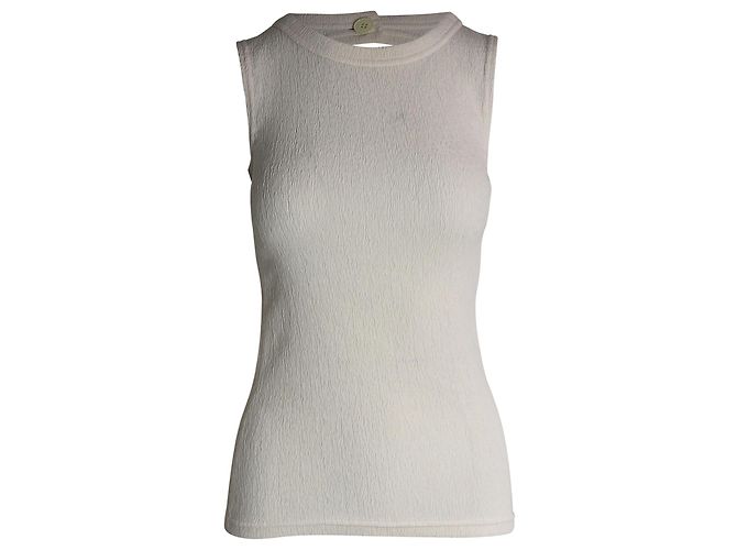 Céline Celine Top sem mangas sem costas em seda creme