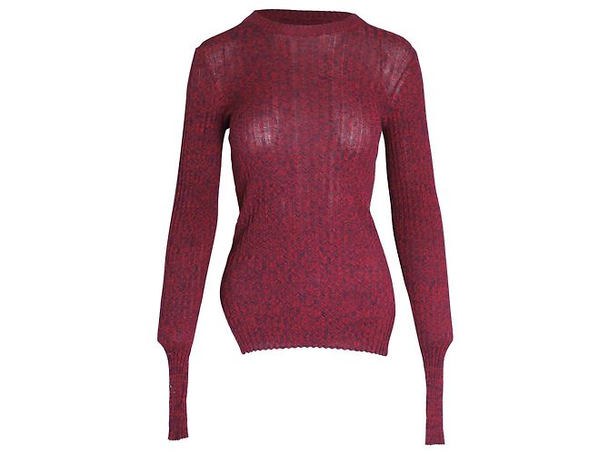 Céline Pull côtelé Celine en coton bordeaux Rouge
