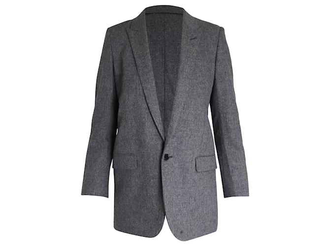 Saint Laurent Single-Breasted Blazer in Grey Wool  ref.1014684
