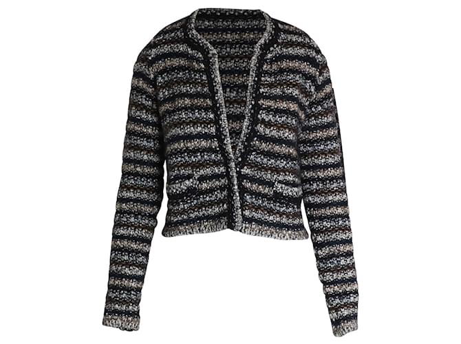 Isabel Marant Striped Plunge Neckline Sweater in Multicolor Wool Multiple colors  ref.1014690