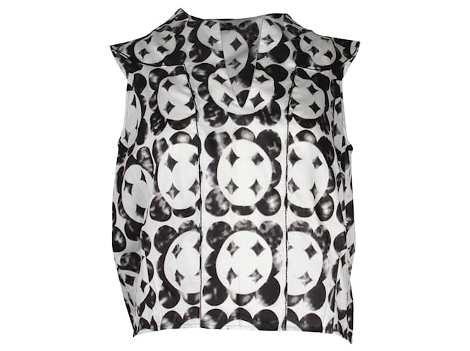 Yves Saint Laurent Printed Crop Top in White Cotton   ref.1014700