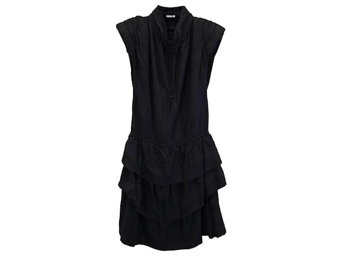 Iro Calcie Day Tiered Mini Dress in Black Rayon Cellulose fibre  ref.1014703