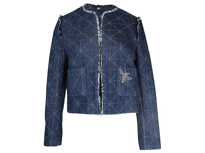 Sandro Paris Quilted Jacket in Blue Cotton  ref.1014708