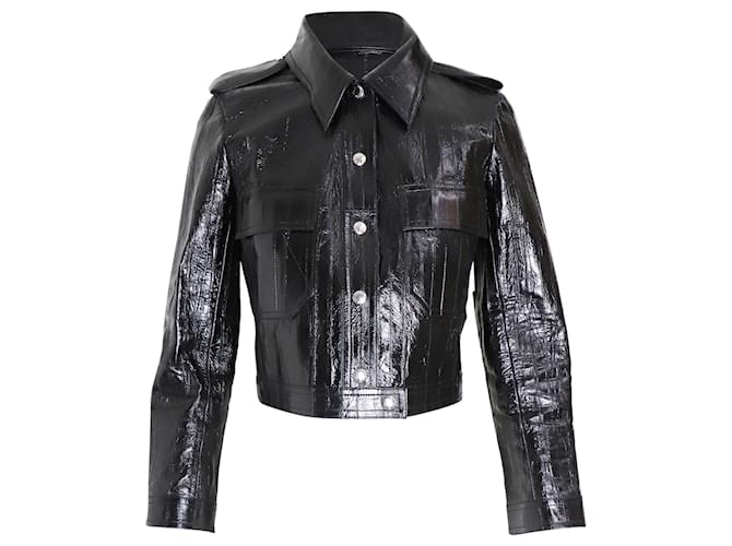 Kurz geschnittene Louis Vuitton-Jacke aus schwarzem Leder  ref.1014720
