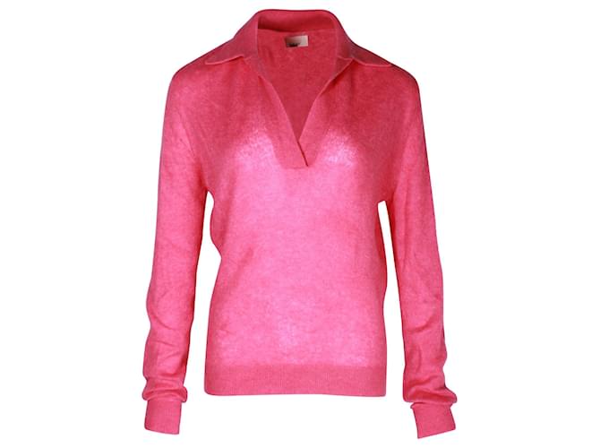 Khaite Jo Polo Sweater in Pink Cashmere Wool  ref.1014733