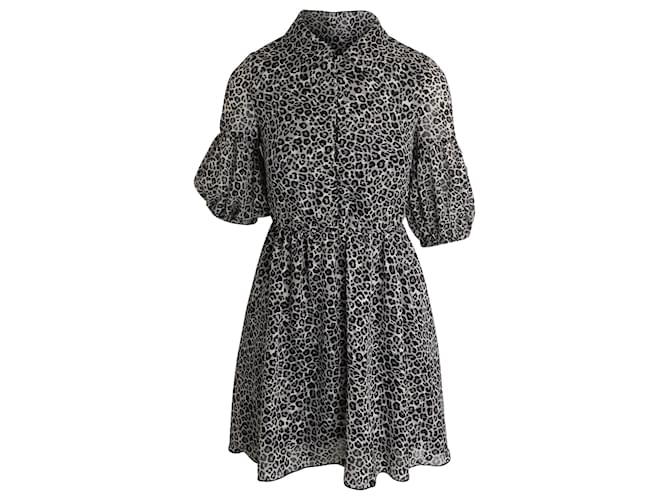 Pinko Puff Sleeve Mini Dress in Animal Print Polyester  ref.1014738