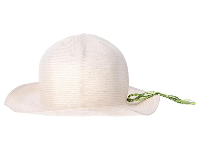 Maison Michel gewebter Hut mit Seilbesatz aus cremefarbenem Stroh Weiß  ref.1014762