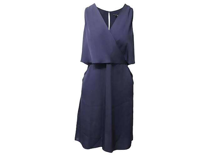 Theory Osteen Sleeveless Dress in Navy Blue Silk  ref.1014770