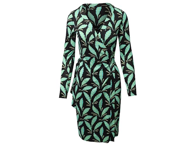 Vestido envolvente Diane Von Furstenberg em Verde/algodão preto  ref.1014775