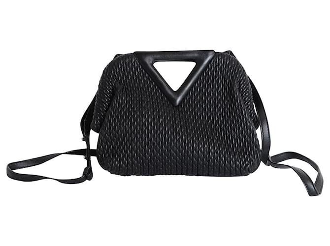 Bottega Veneta Point Top Handle Bag in Black Leather  ref.1014780