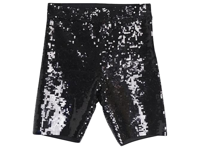 Céline Celine Sequin Embroidered Cycling Shorts in Black Cotton  ref.1014786