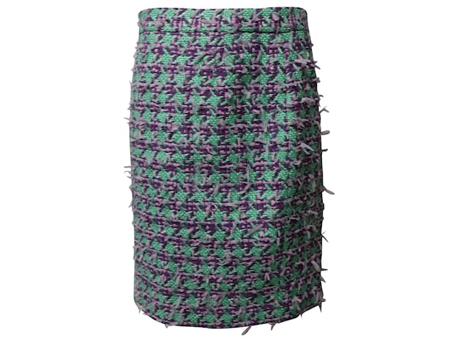 Falda de pata de gallo de tweed Moschino en lana multicolor  ref.1014799