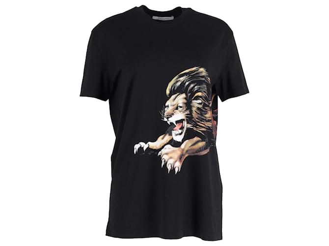Camiseta extragrande con estampado de leones de algodón negro de Givenchy  ref.1014828