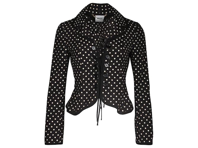 Moschino Polka-Dot Fitted Blazer in Black Polyester  ref.1014832