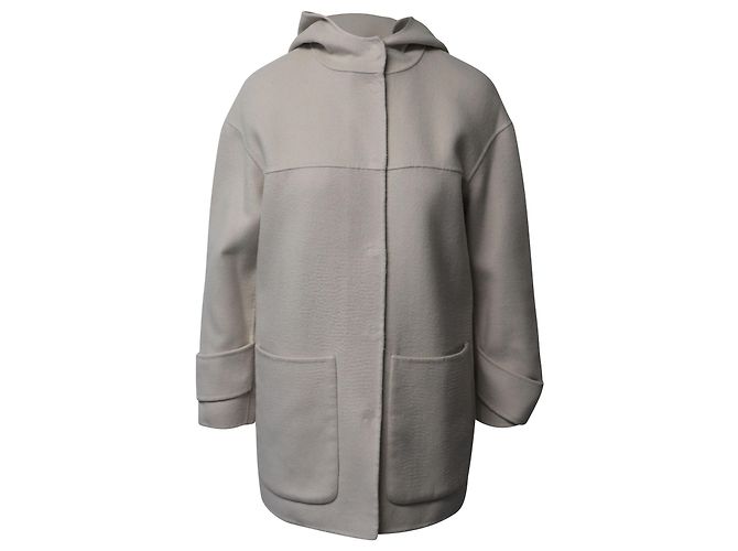Cappotto Pinko con cappuccio in Poliestere Crema Bianco Crudo 