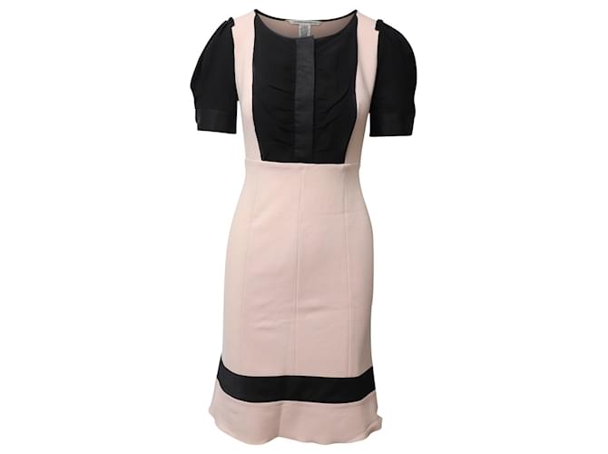 Diane Von Furstenberg Farbblock-Bodycon-Kleid aus rosa und schwarzer Wolle Mehrfarben  ref.1014886