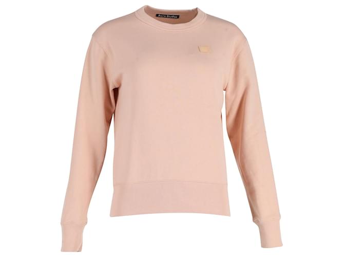 Acne Studios Face Patch Sweatshirt in Pink Cotton