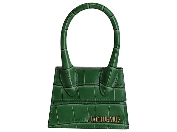 Jacquemus Le Chiquito Mini-Tasche mit Krokodilprägung aus grünem Leder  ref.1014900