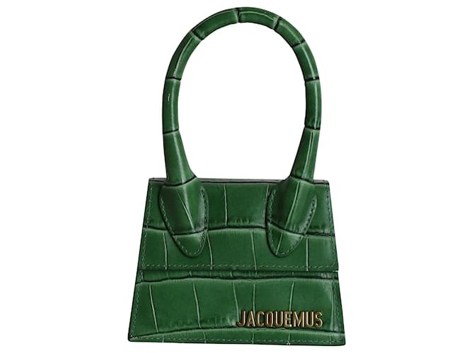 Jacquemus Croc Embossed Le Chiquito Mini Bag in Green Leather  ref.1014900