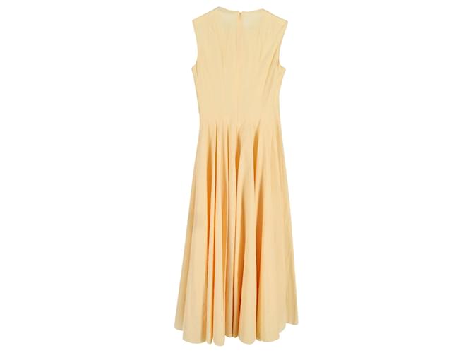 Autre Marque Emilia Wickstead Chelsea Flared Sleeveless Midi Dress in Yellow Cotton  ref.1014912