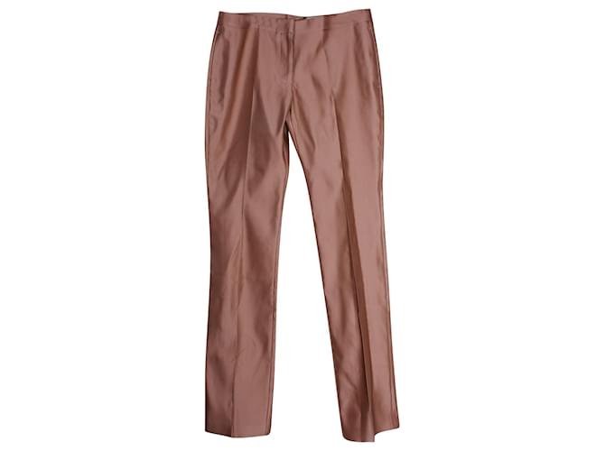 Alexander McQueen Pantalones Duchesse de seda rosa con pernera recta  ref.1014917
