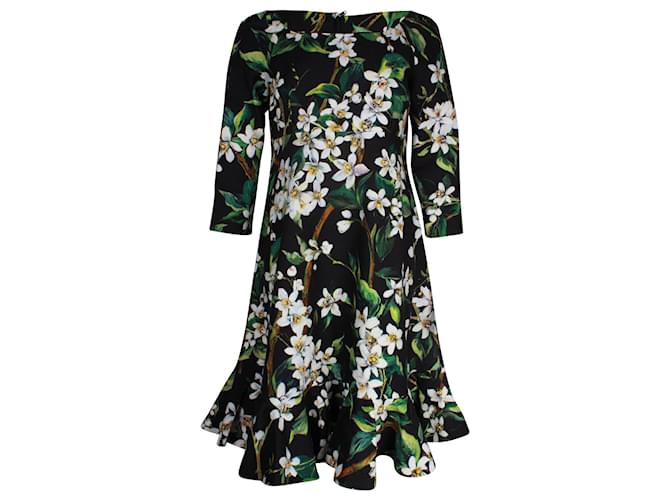 Robe mi-longue Dolce & Gabbana en coton à imprimé floral  ref.1014918