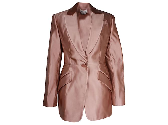 Alexander McQueen Double Duchess Jacket in Pink Silk   ref.1014920