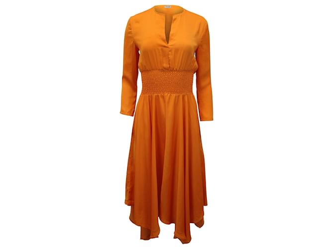Maje Imprimee Asymmetric Midi Dress in Orange Polyester  ref.1014922
