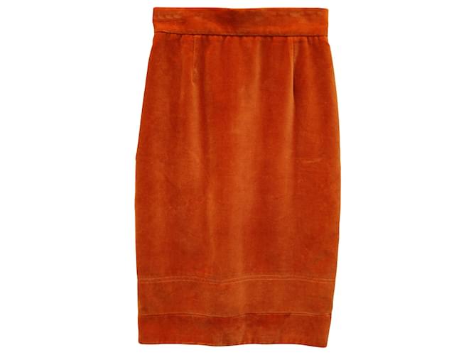 Falda lápiz Moschino en terciopelo de algodón naranja  ref.1014924