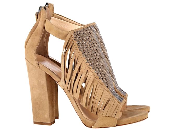 Giuseppe Zanotti Alabama Fringed Sandals in Beige Suede  ref.1014937