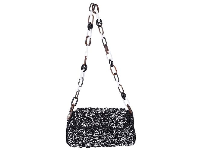 Borsa M Missoni Chain Link in cotone Nero