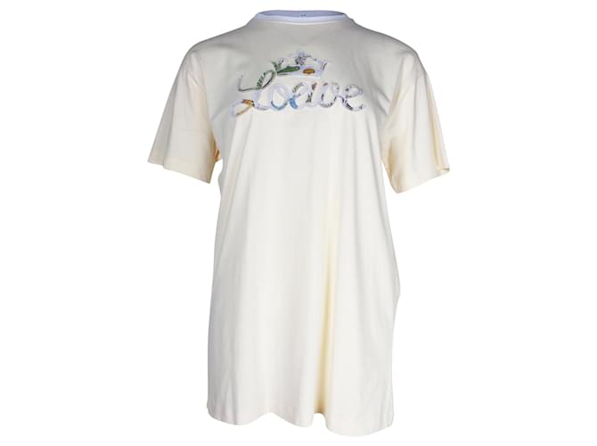 T-shirt con logo Loewe Herbarium in cotone giallo  ref.1014969