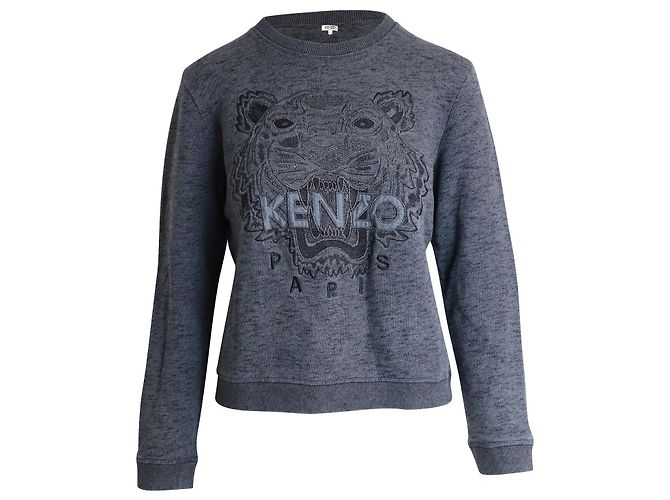 Moletom Kenzo bordado superior Melange em algodão cinza