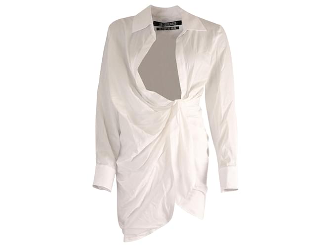 Jacquemus La Robe Bahia Shirt Dress in White Cotton  ref.1015037
