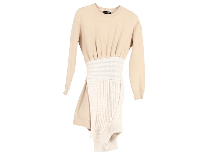 Burberry Cable-knit Overlay Sweater Dress in Beige Cotton  ref.1015040