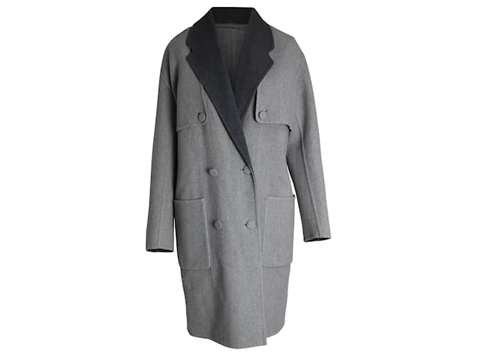 Alexander Wang Reversible Double-Breasted Coat in Grey Virgin Wool  ref.1015076