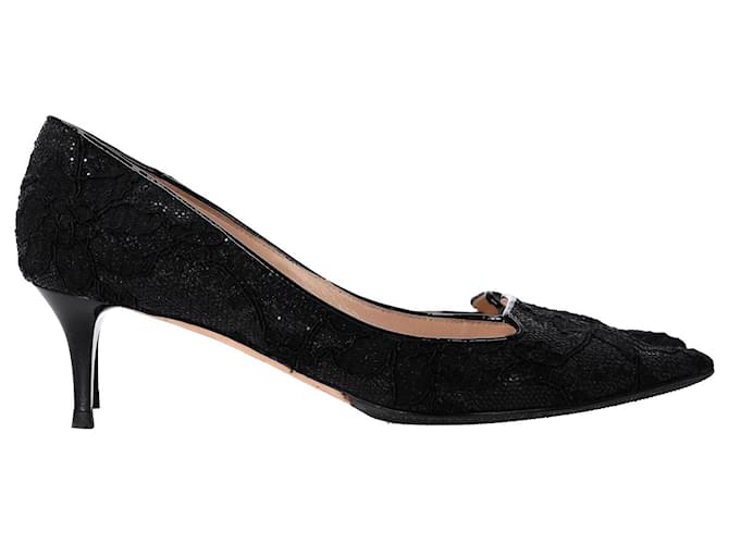 Jimmy Choo Pointed Lace Pumps in Black Nylon  ref.1015083