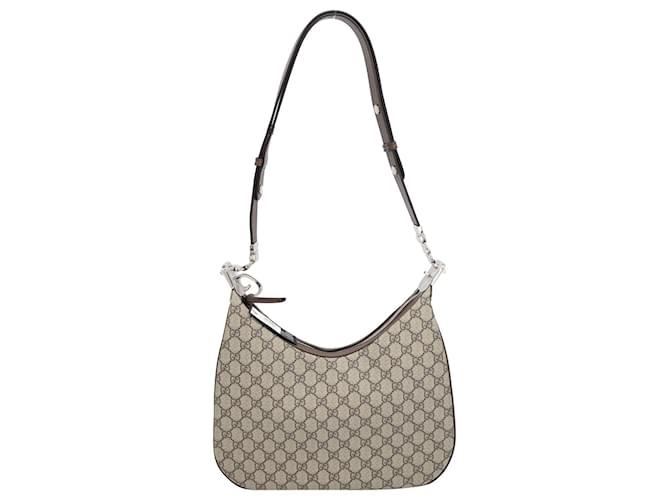 Beige GG-Supreme canvas half-moon shoulder bag, Gucci