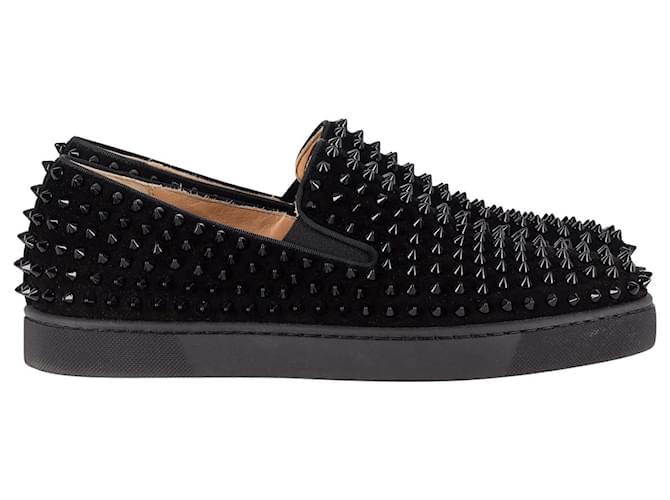 Christian Louboutin Roller Boat Spiked Slip-On Sneakers in Black Suede   ref.1015118