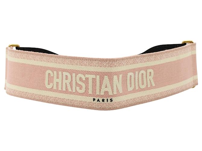 Cinto com logotipo tecido Christian Dior em tela jacquard rosa Lona  ref.1015130
