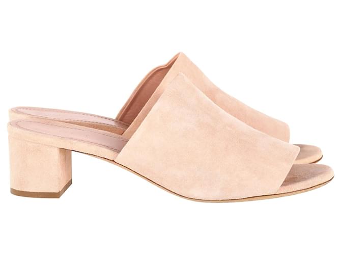 Mansur Gavriel Block Heel Mule Sandals in Pastel Pink Suede  ref.1015138