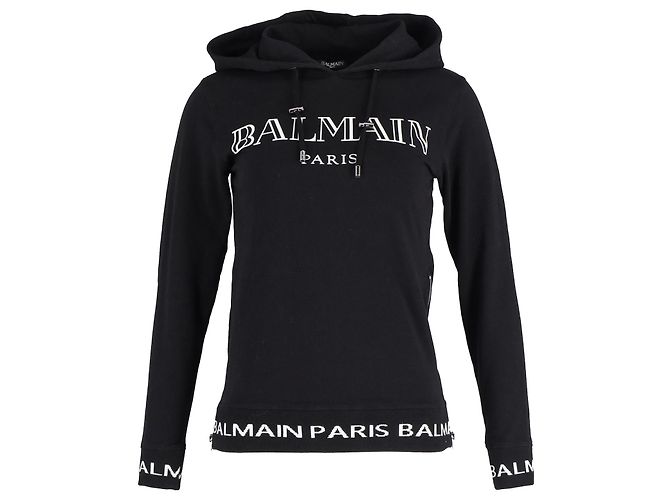Sudadera con capucha y logo de Balmain en algodón negro 